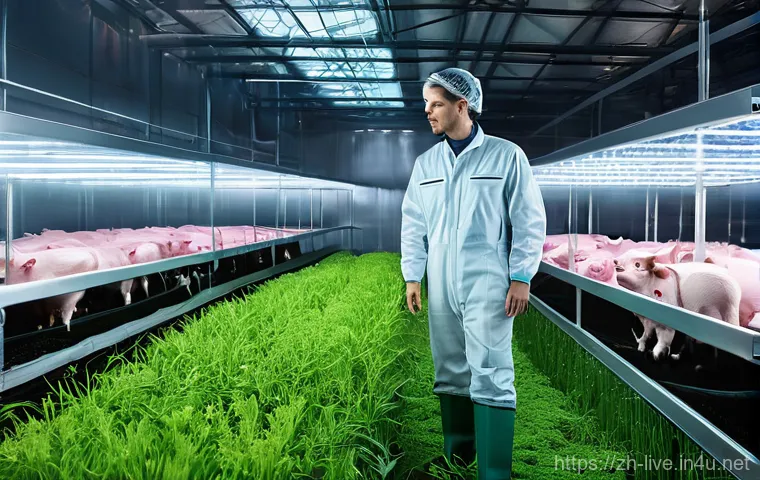 축산업 자격증 활용 성공 사례 - **Prompt 1: "Smart Livestock Farm of the Future"**
    A futuristic, clean, and organized indoor liv...