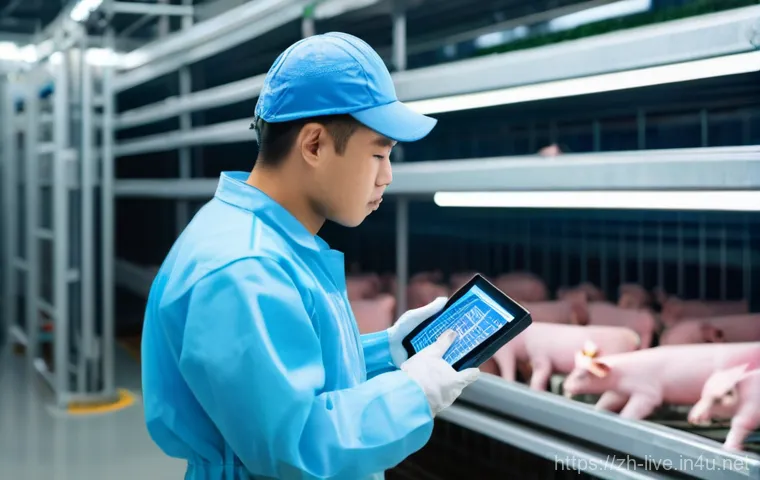 축산업 종사자 연봉 분석 - **Prompt:** A highly capable young Asian male smart farm technician, in his late 20s, wearing a pris...