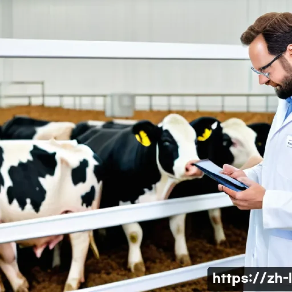 축산업 중점 과목 학습법 - **Animal Nutrition Expert at a Smart Farm**
A vibrant, high-angle shot of a meticulously clean, ...