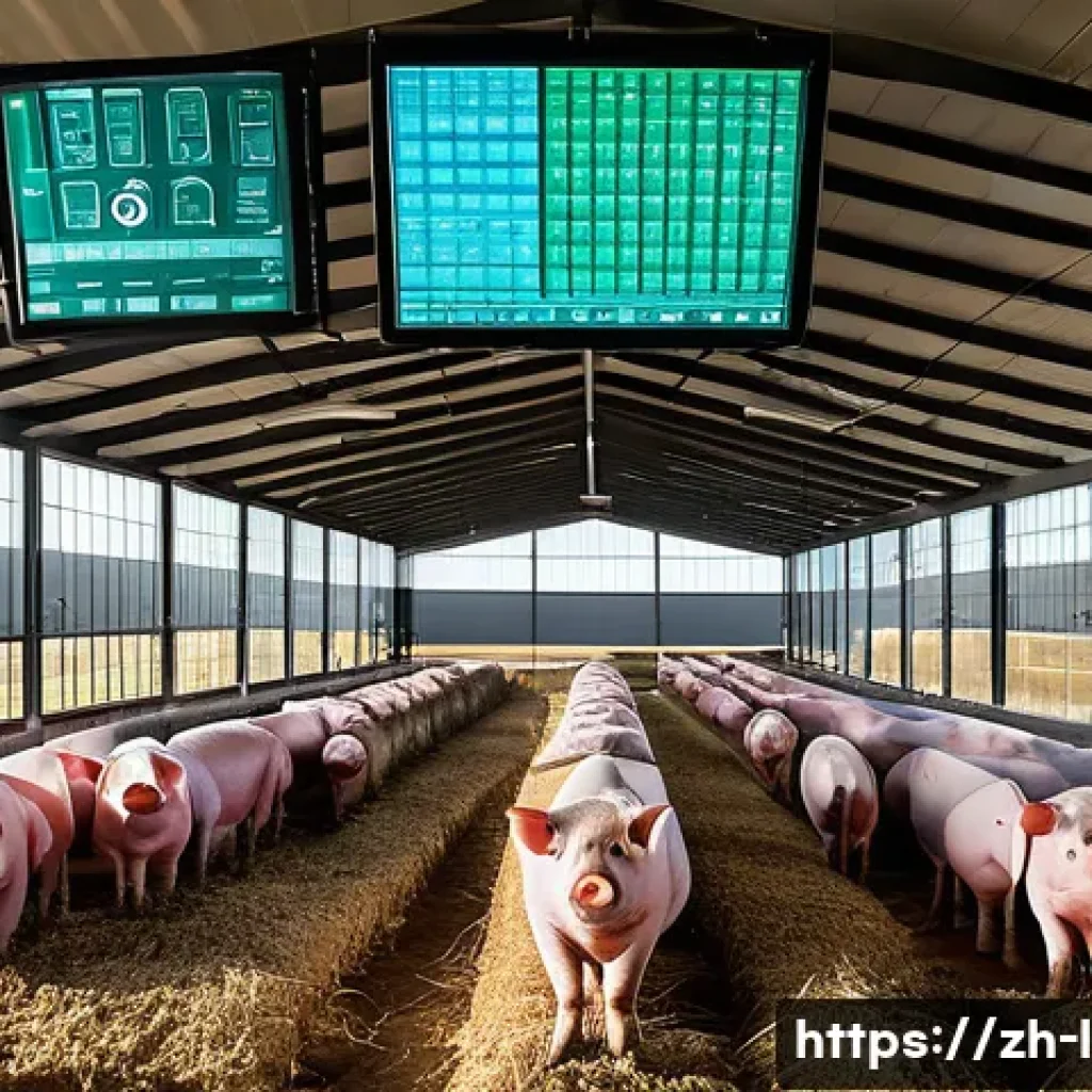 축산업 관련 산업 동향 보고서 - **Prompt 1: AI-Enhanced Animal Welfare in a Smart Barn**
A brightly lit, clean, and spacious int...