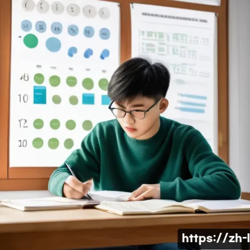 축산업 자격증 합격 비결 모음 - A modern study scene focusing on a young adult Chinese student sitting at a clean desk in a bright r...
