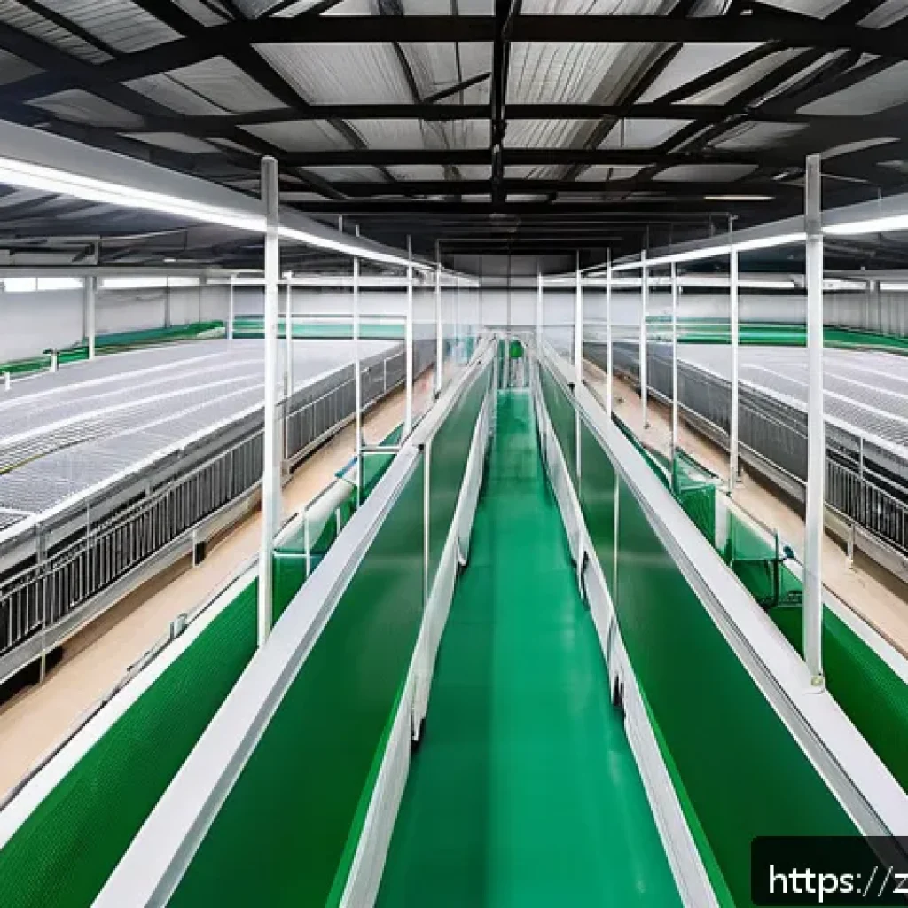 축산업 동물 번식 관리법 - A modern, clean livestock breeding facility interior showcasing well-organized pens with separate ar...