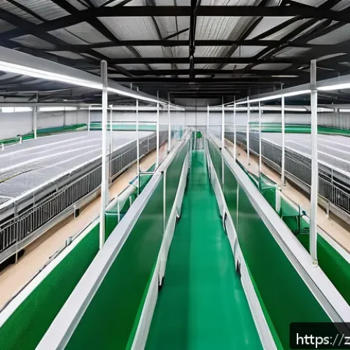 축산업 동물 번식 관리법 - A modern, clean livestock breeding facility interior showcasing well-organized pens with separate ar...