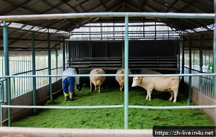 축산업 관련 법적 분쟁 해결법 - A modern livestock farm scene showing a well-organized outdoor animal enclosure with healthy livesto...